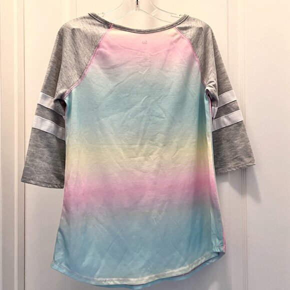 SO-Jersey 3/4 Sleeve Top-Unicorn-Sparkle/Stars-Pink/Silver Mix-Size 12 Girls- - Picture 8 of 11